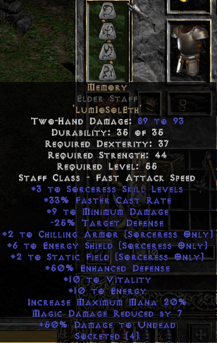 Memory Rune Word in Elder Staff